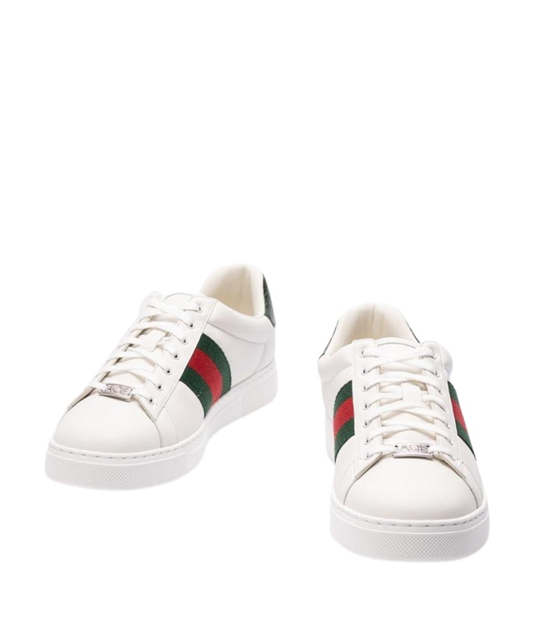 GUCCI Белые кожаные низкие кроссовки / кеды, фото 2