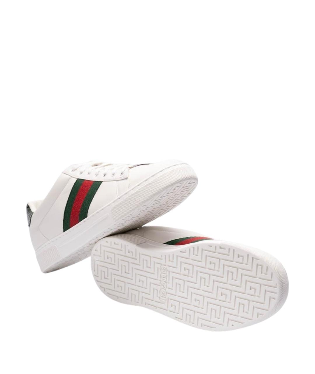 GUCCI Белые кожаные низкие кроссовки / кеды, фото 4