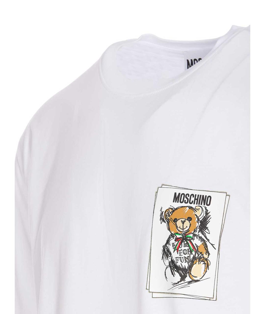 MOSCHINO Белая хлопковая футболка, фото 3