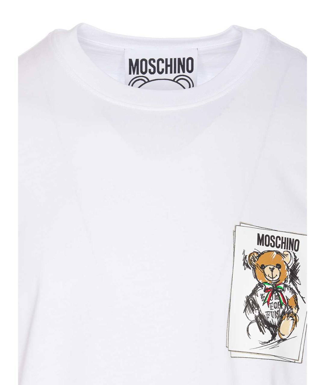 MOSCHINO Белая хлопковая футболка, фото 4
