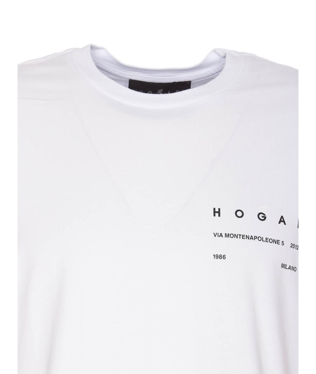 HOGAN Белая хлопковая футболка, фото 4