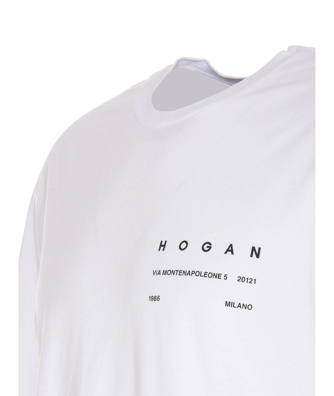 HOGAN Белая хлопковая футболка, фото 3