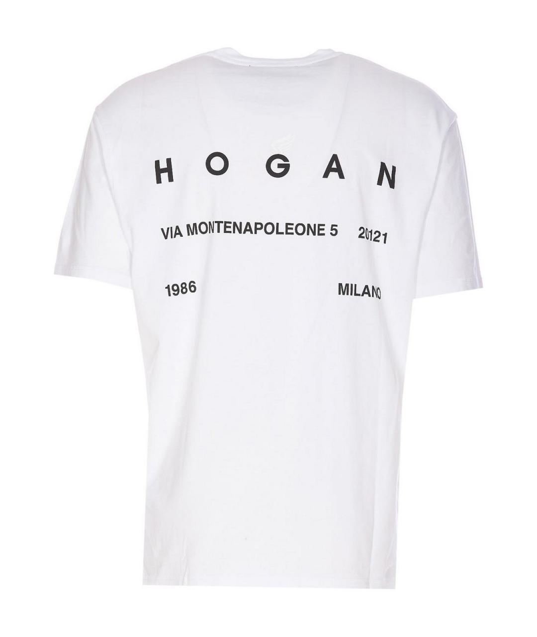 HOGAN Белая хлопковая футболка, фото 2