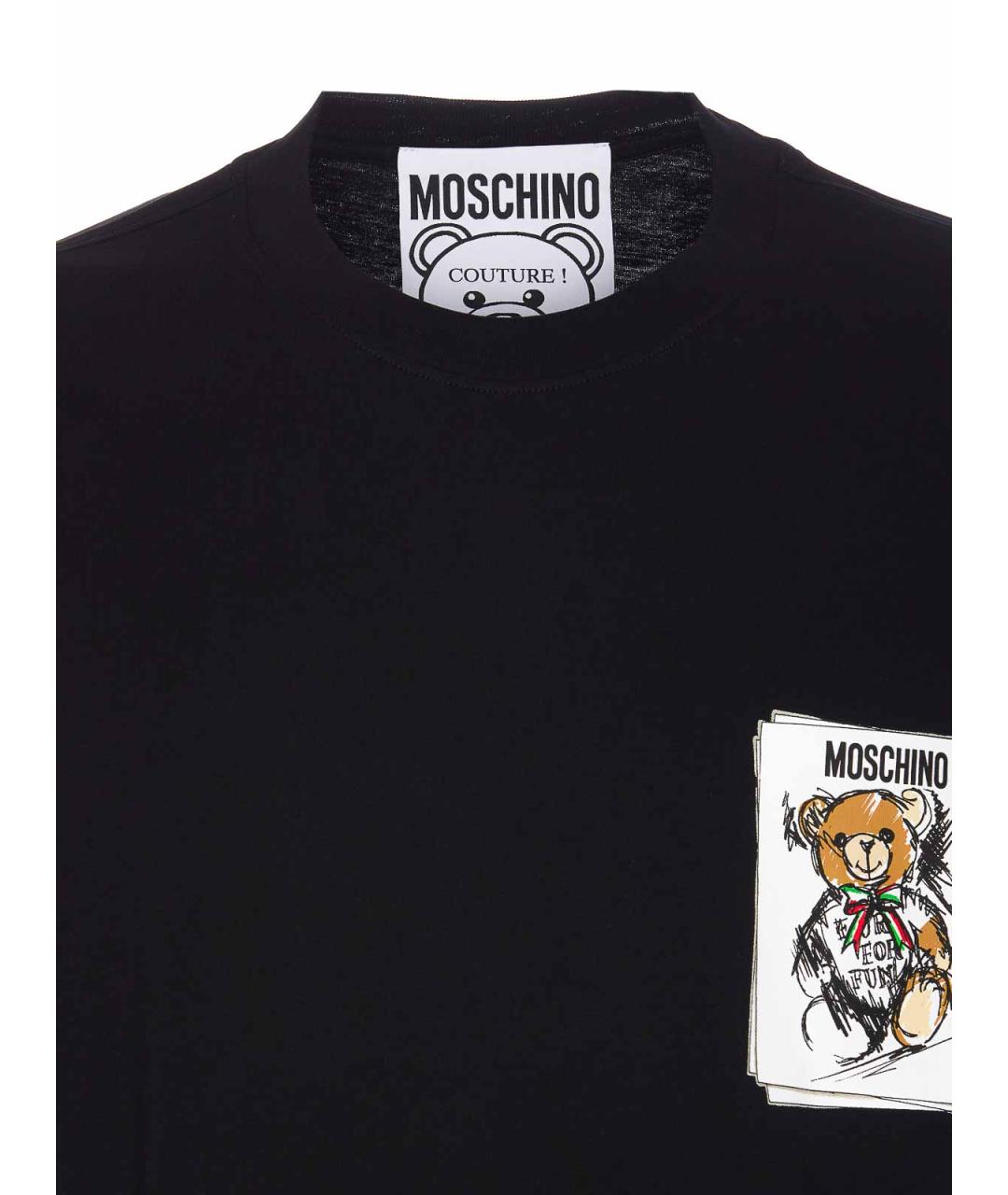 MOSCHINO Черная хлопковая футболка, фото 4