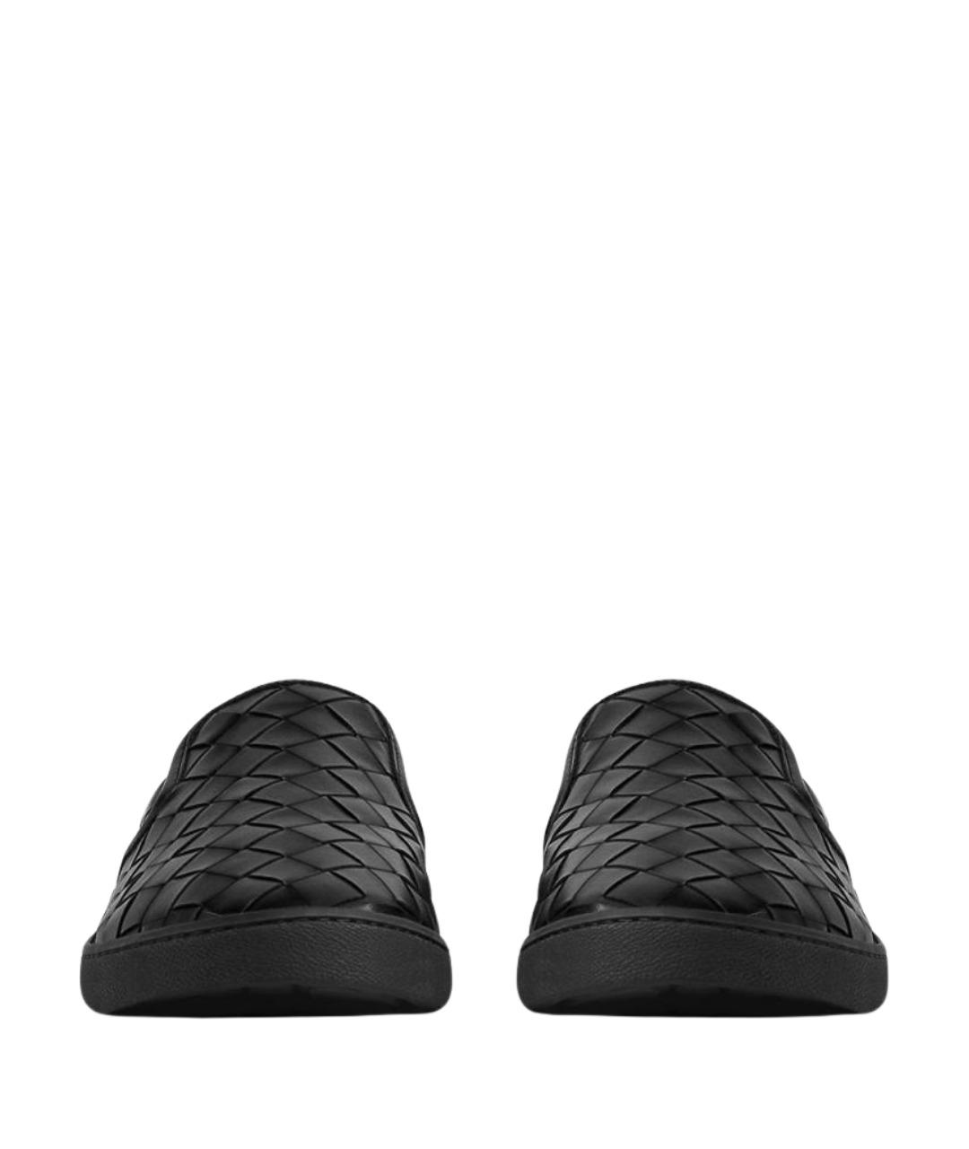 BOTTEGA VENETA Черные кожаные низкие кроссовки / кеды, фото 2