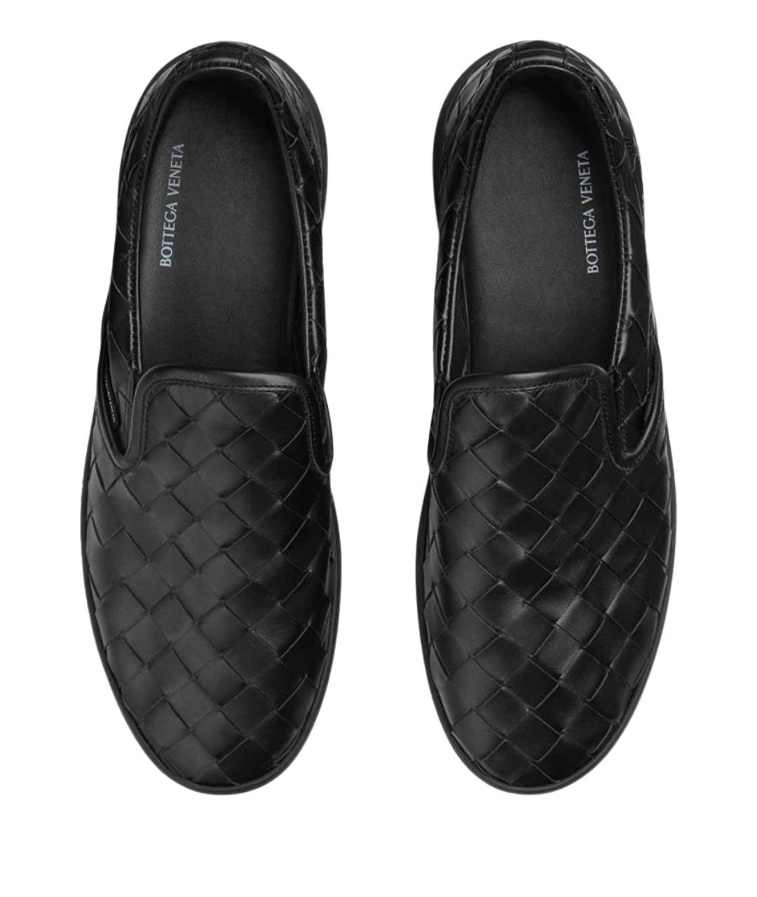 BOTTEGA VENETA Черные кожаные низкие кроссовки / кеды, фото 4