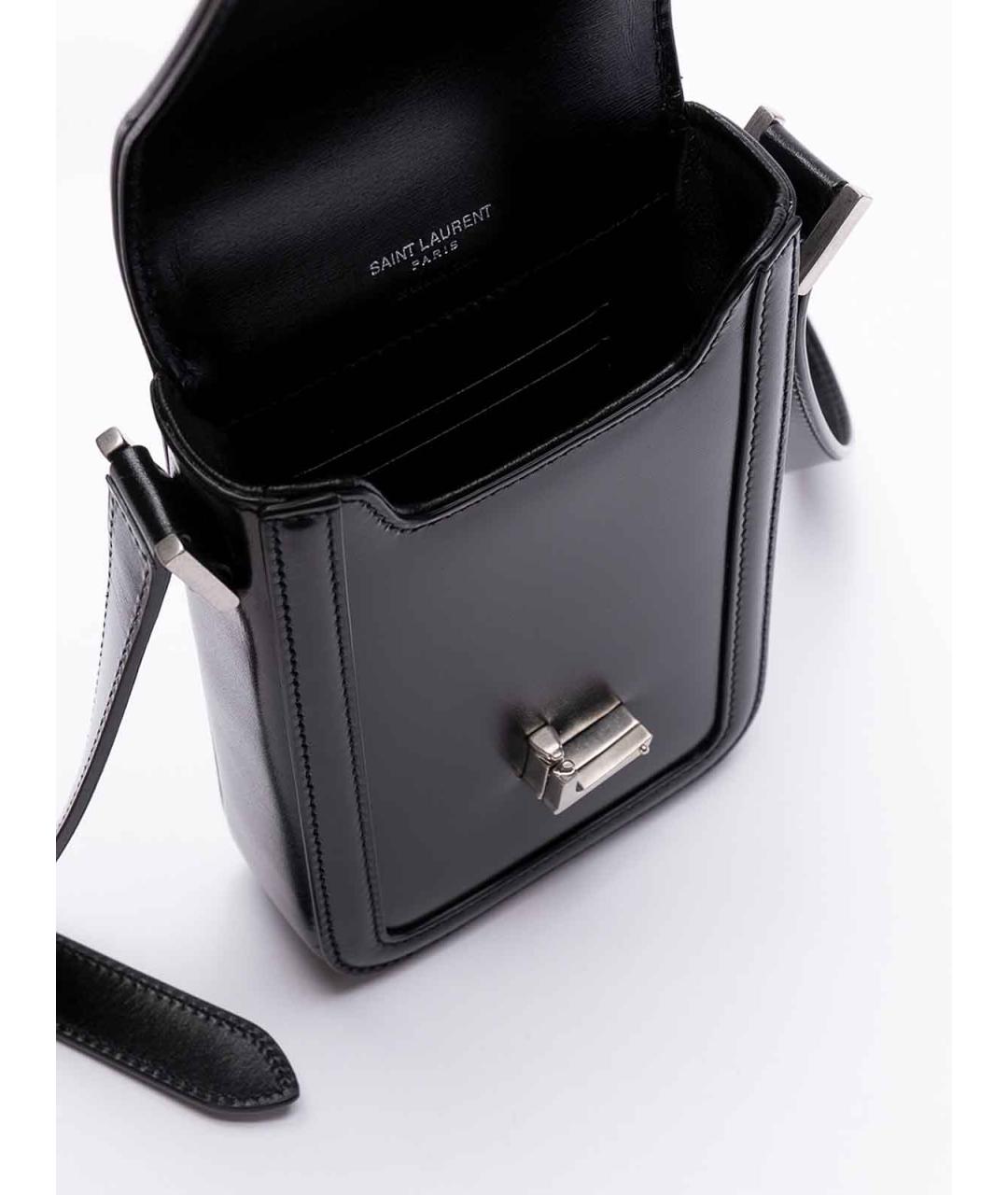 SAINT LAURENT Черная кожаная сумка на плечо, фото 5