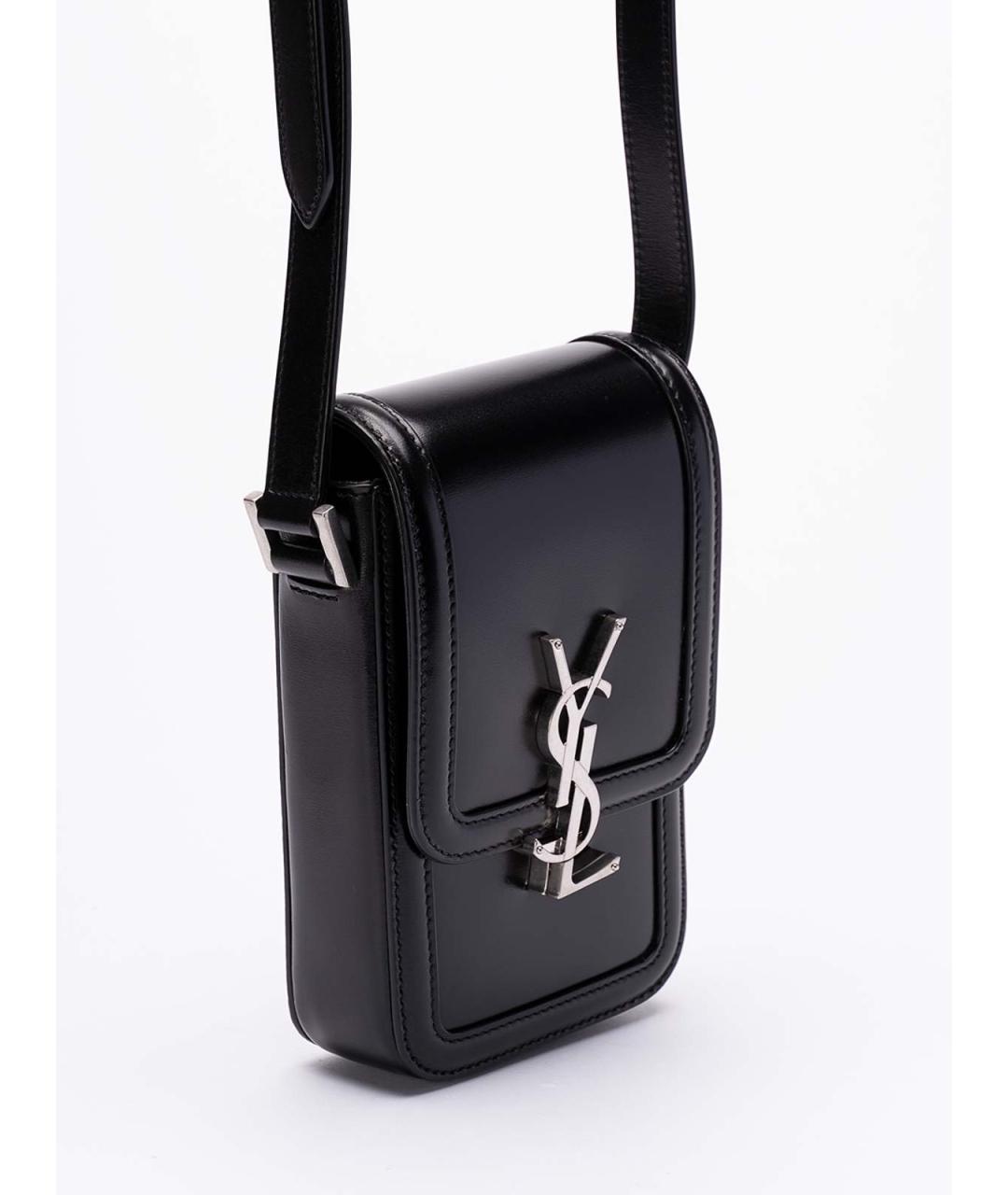 SAINT LAURENT Черная кожаная сумка на плечо, фото 3