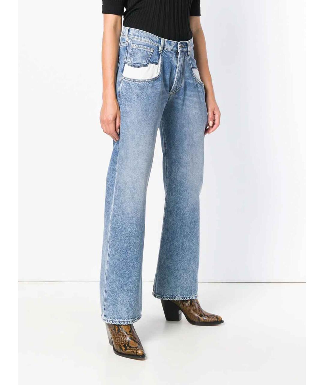 MAISON MARGIELA Голубые хлопковые прямые джинсы, фото 4