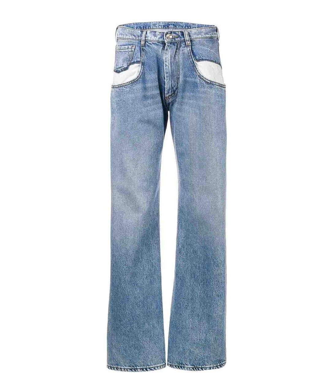 MAISON MARGIELA Голубые хлопковые прямые джинсы, фото 1