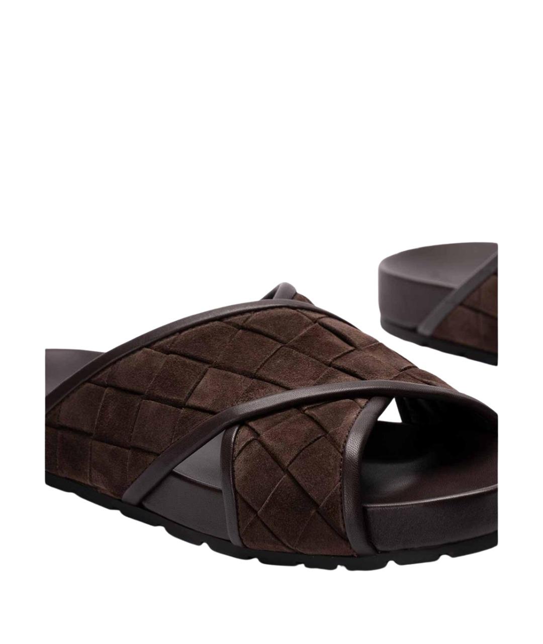 BOTTEGA VENETA Коричневые кожаные сандалии, фото 5