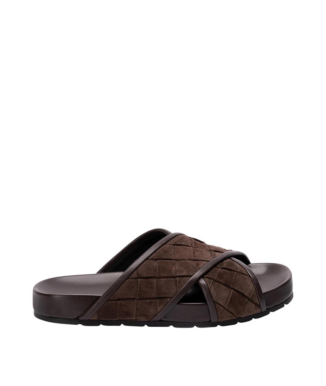 BOTTEGA VENETA Коричневые кожаные сандалии, фото 1