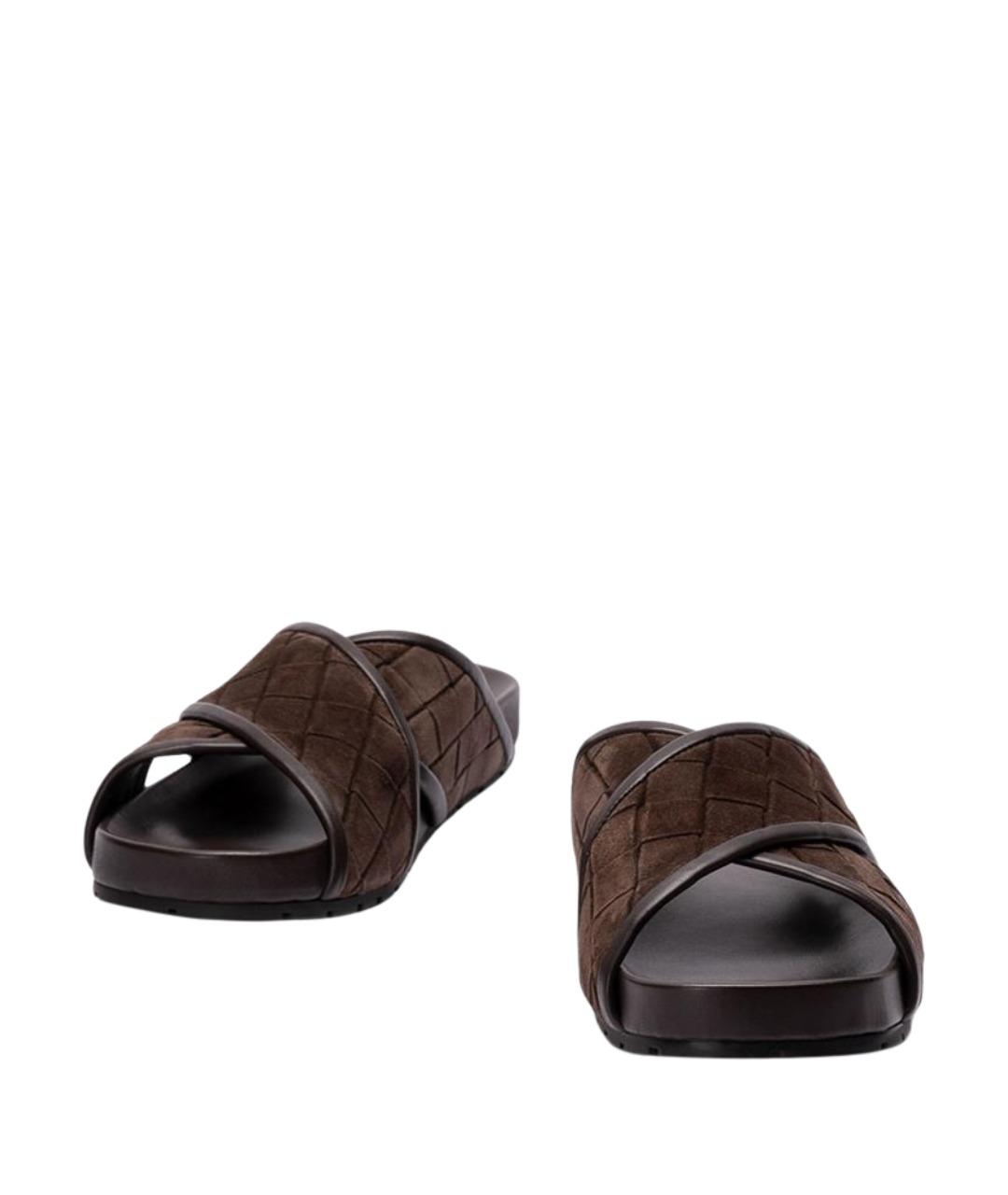 BOTTEGA VENETA Коричневые кожаные сандалии, фото 2
