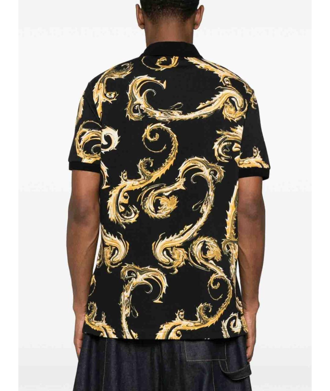VERSACE JEANS COUTURE Черное хлопковое поло с коротким рукавом, фото 5