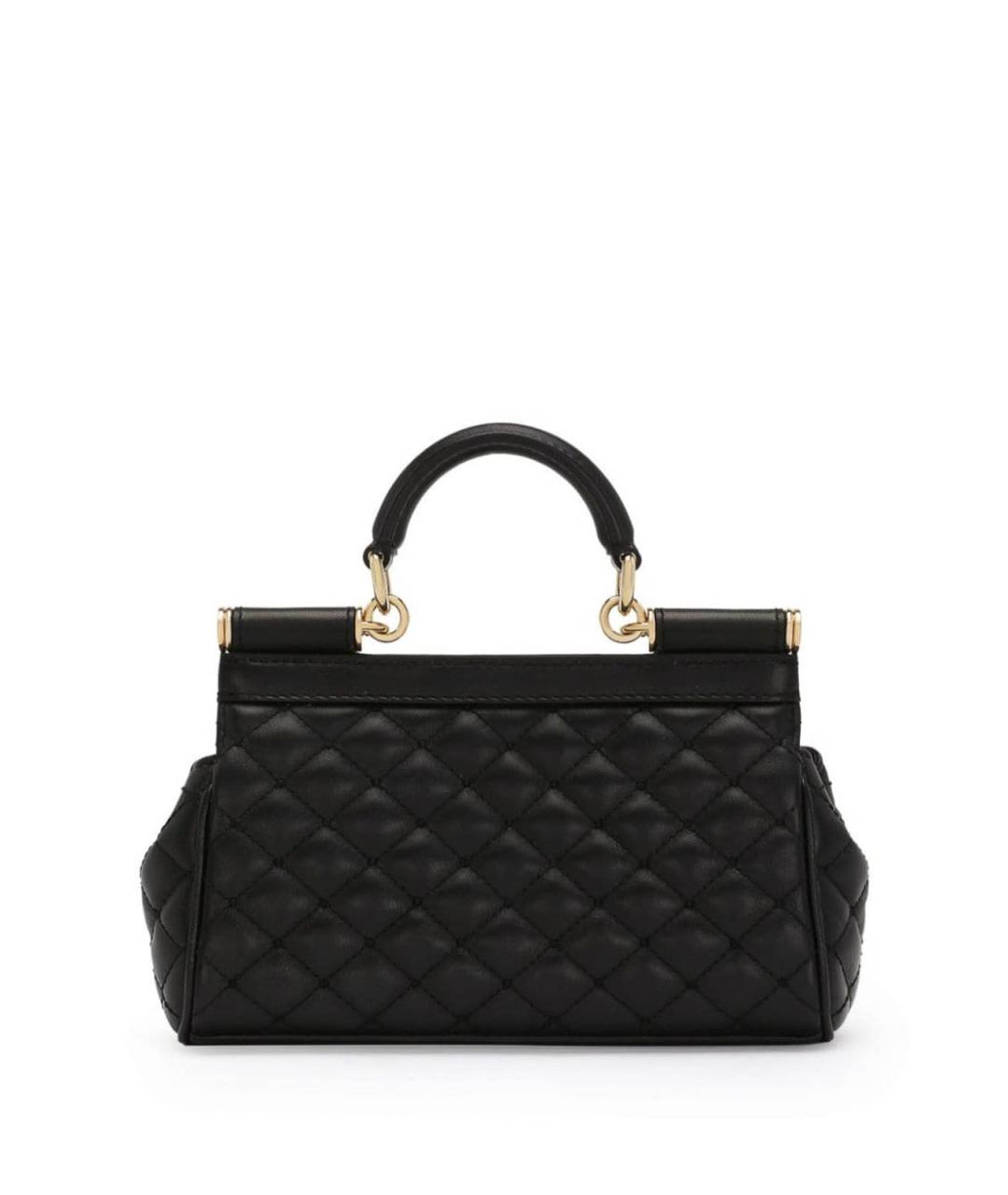 DOLCE&GABBANA Черная кожаная сумка тоут, фото 4