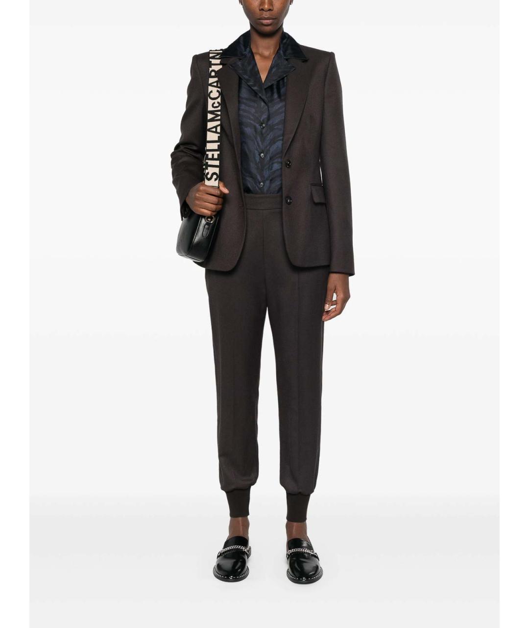 STELLA MCCARTNEY Коричневые шерстяные прямые брюки, фото 2