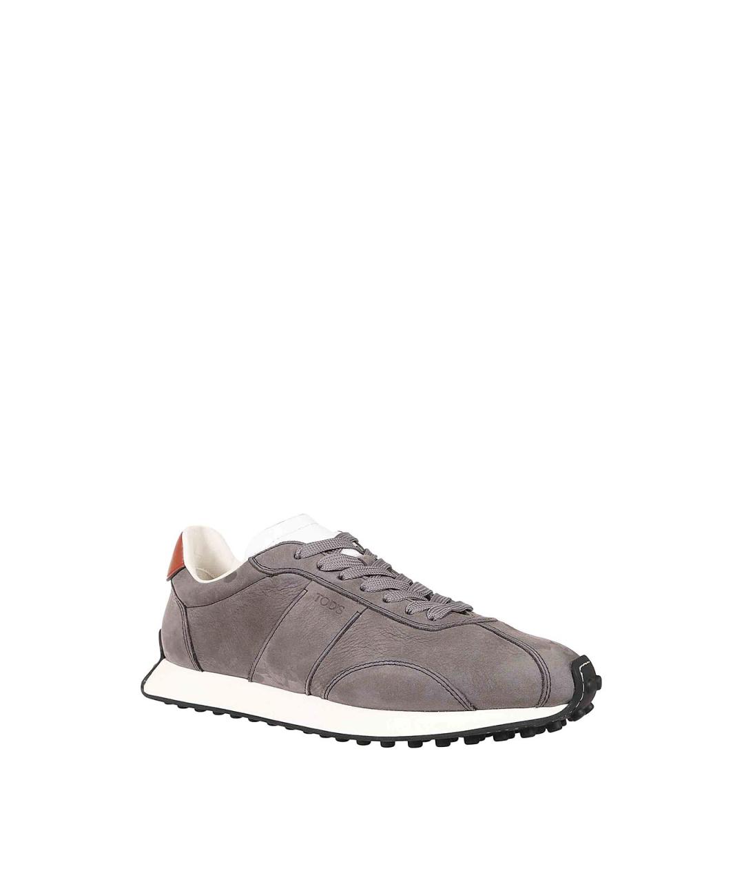 TOD'S Серые кожаные низкие кроссовки / кеды, фото 2