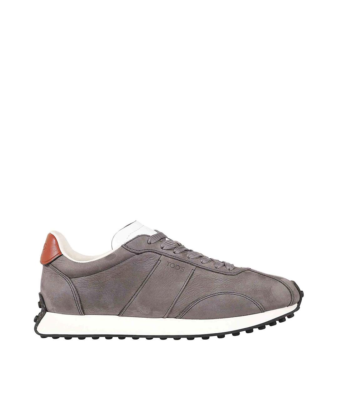 TOD'S Серые кожаные низкие кроссовки / кеды, фото 1