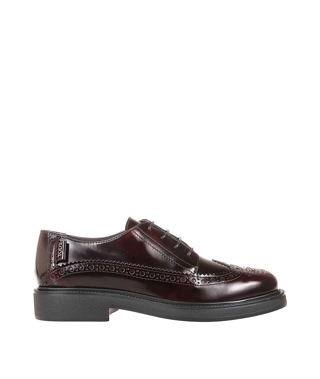 TOD'S Бордовые кожаные брогги и оксфорды, фото 1