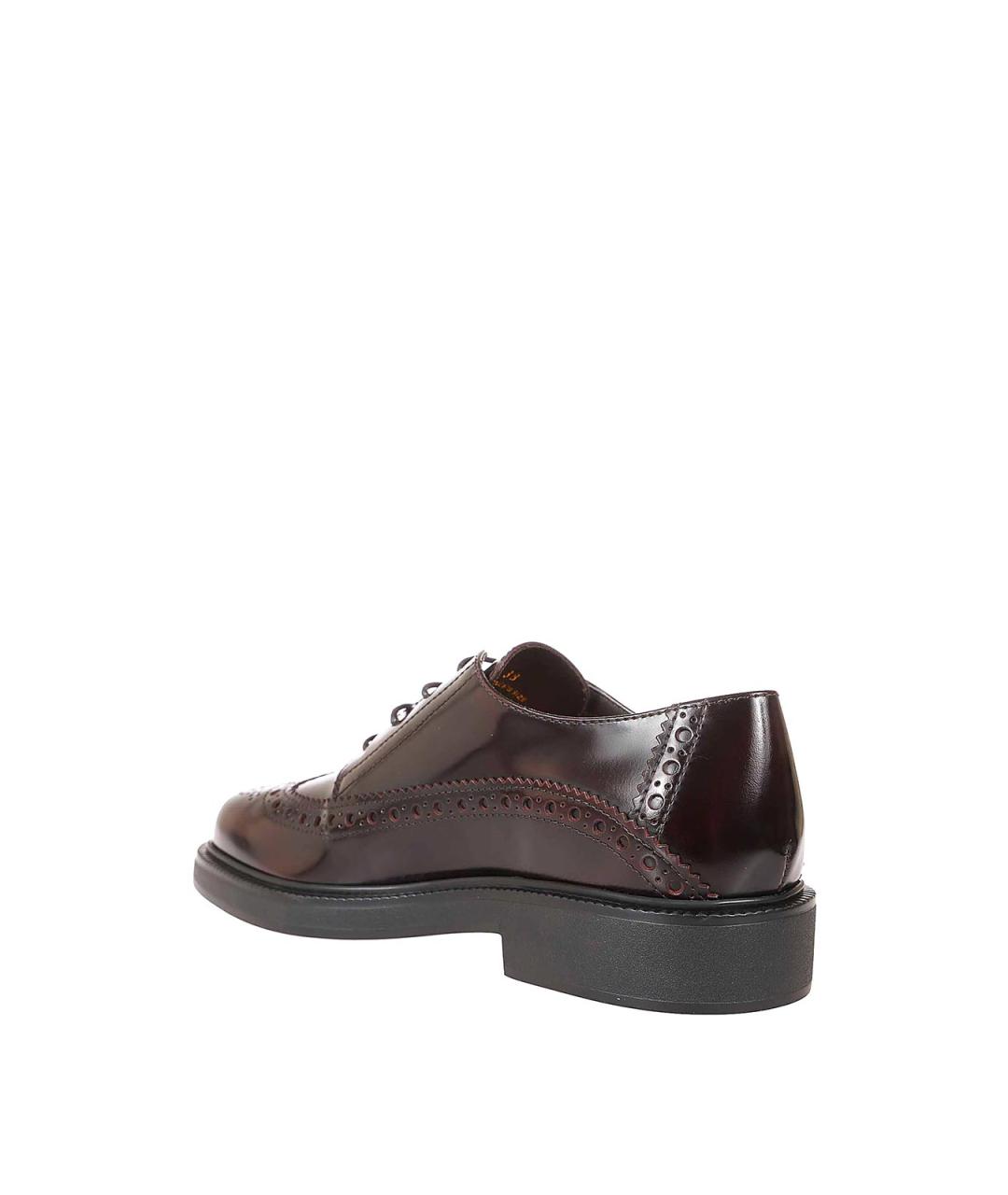 TOD'S Бордовые кожаные брогги и оксфорды, фото 3