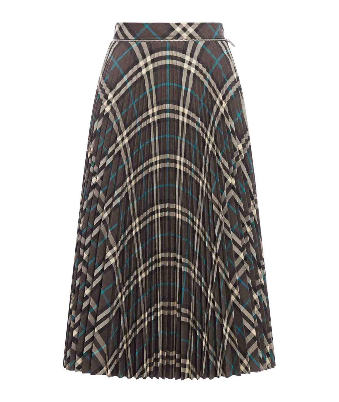 BURBERRY Мульти шерстяная юбка миди, фото 1