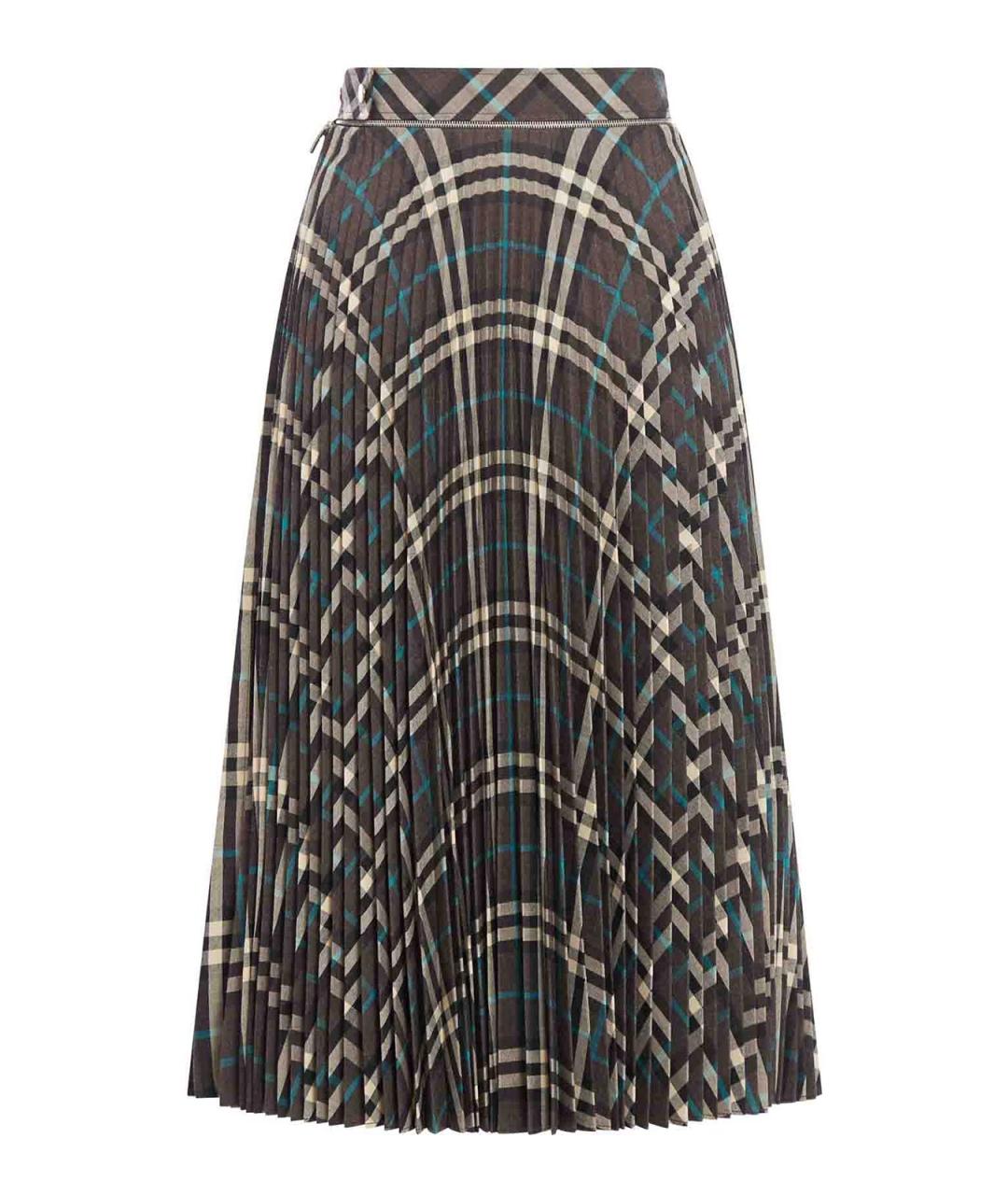 BURBERRY Мульти шерстяная юбка миди, фото 2