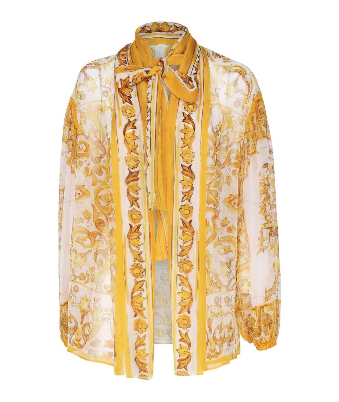 DOLCE&GABBANA Желтая шелковая рубашка, фото 1