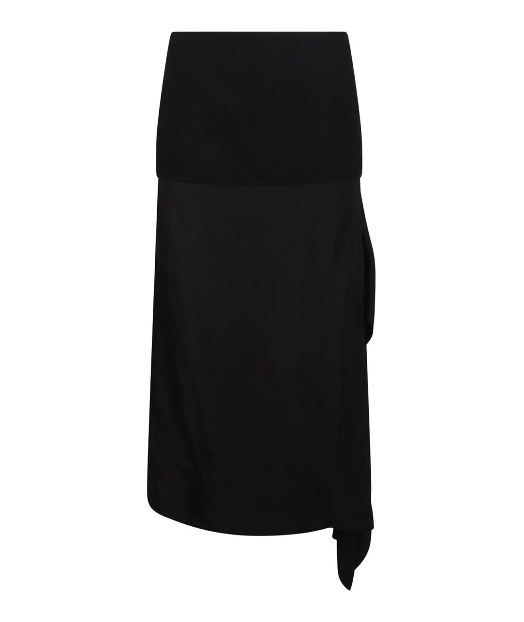 JIL SANDER Черная шерстяная юбка миди, фото 1