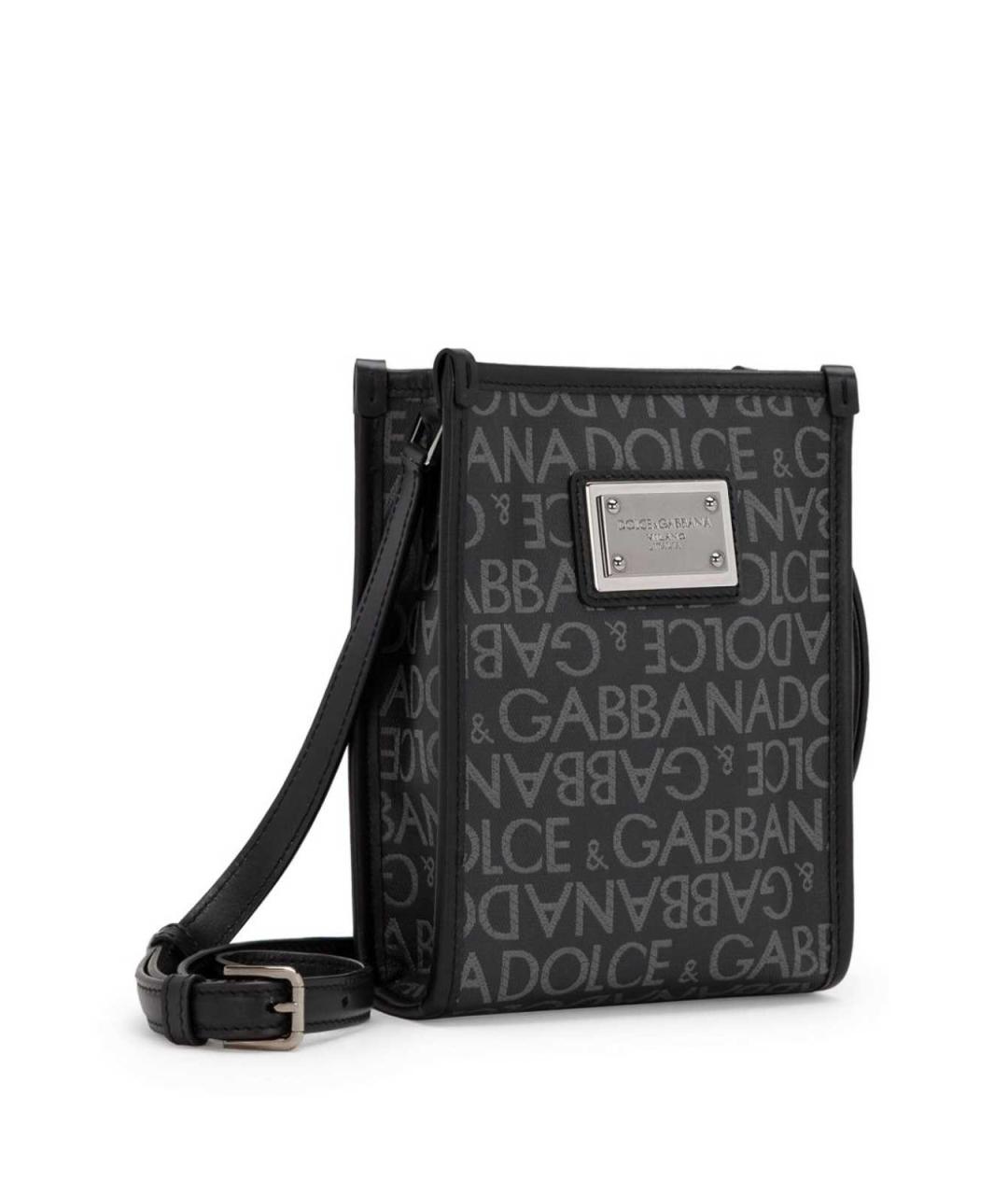 DOLCE&GABBANA Черная кожаная сумка тоут, фото 5