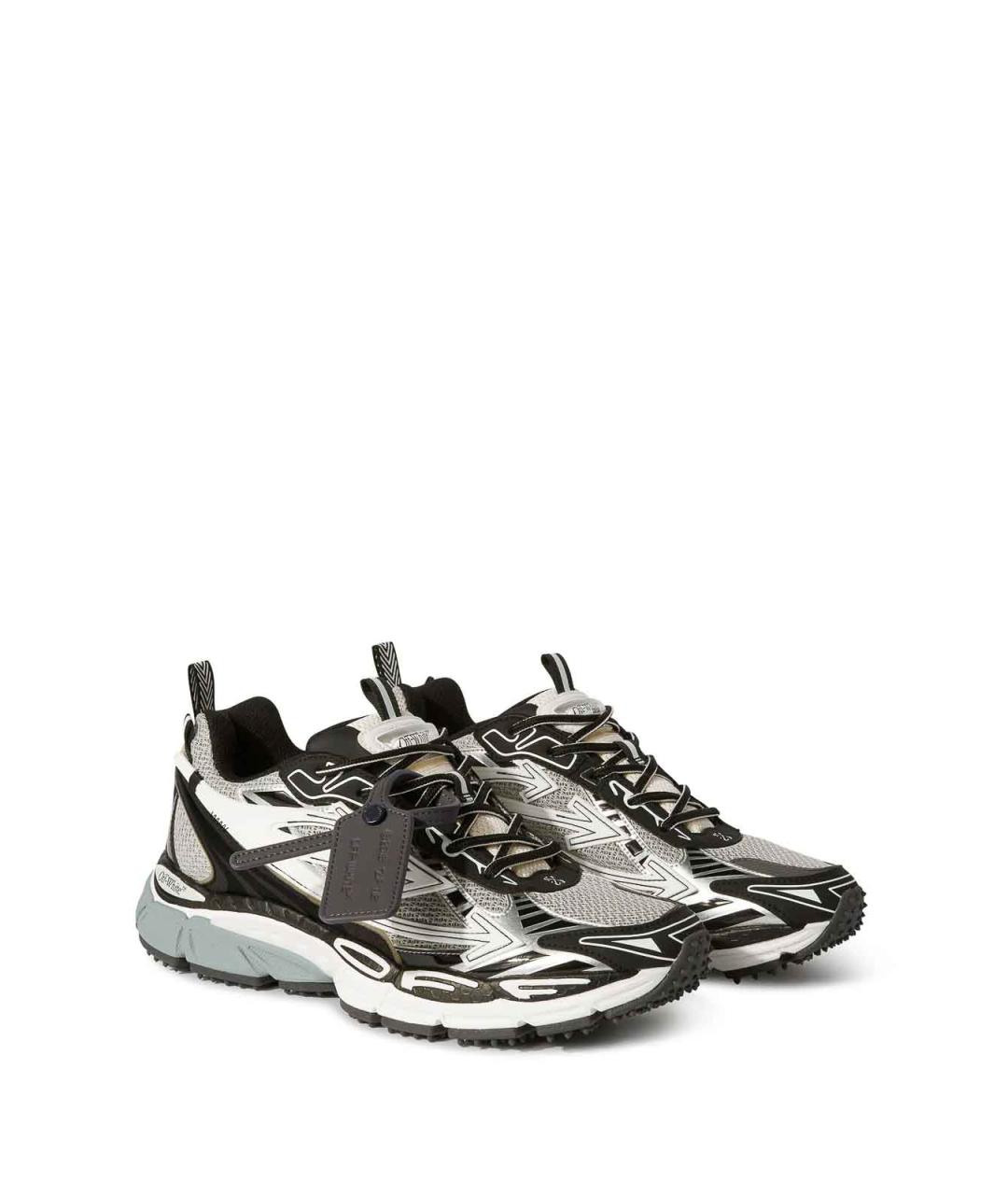 OFF-WHITE Серые кожаные низкие кроссовки / кеды, фото 2