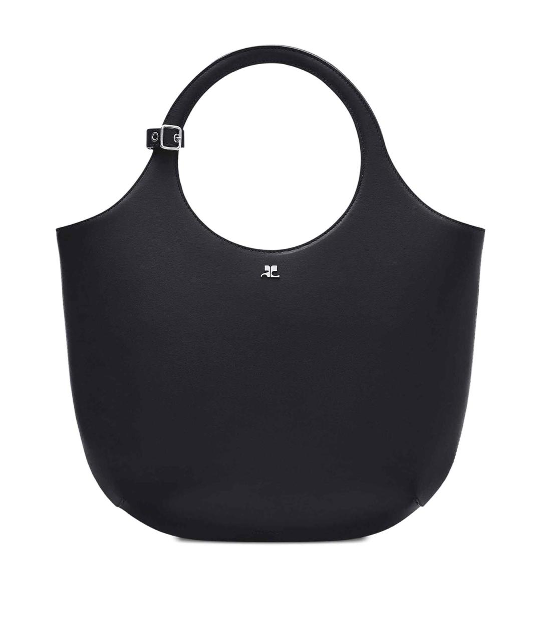 COURREGES Черная кожаная сумка тоут, фото 1