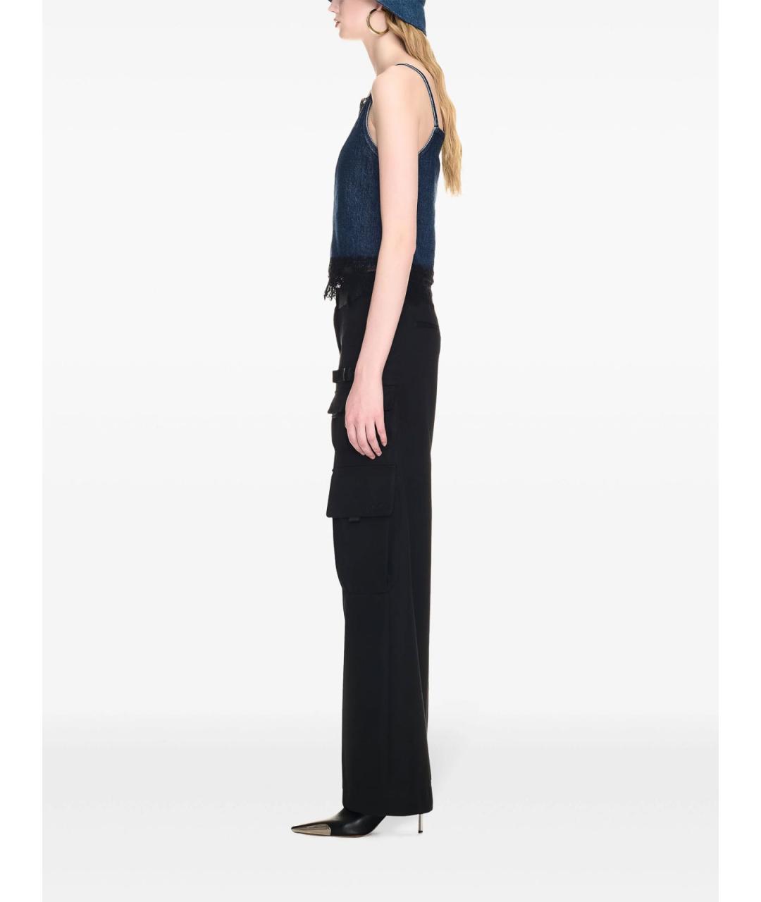 OFF-WHITE Черные шерстяные брюки широкие, фото 3
