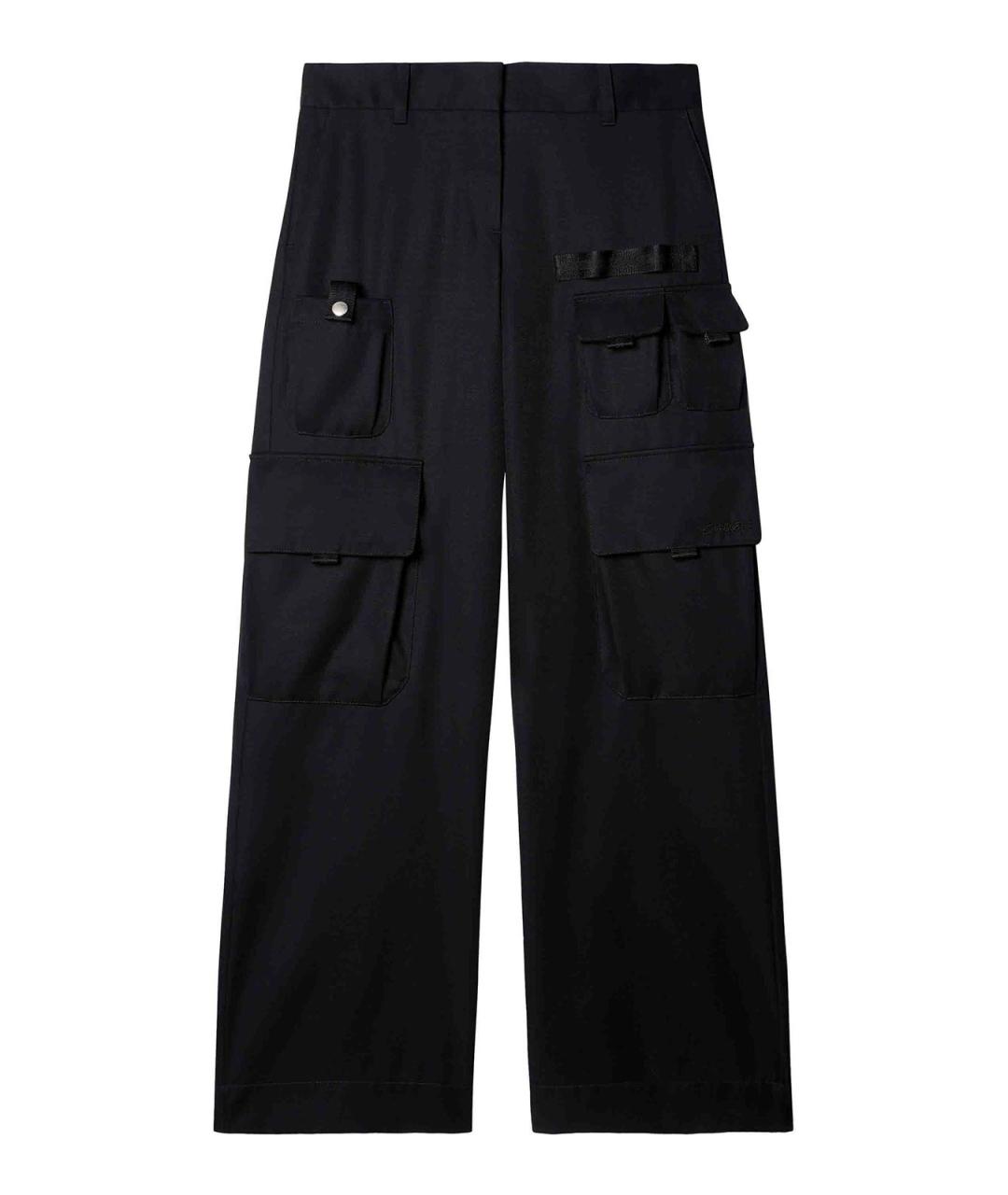 OFF-WHITE Черные шерстяные брюки широкие, фото 1
