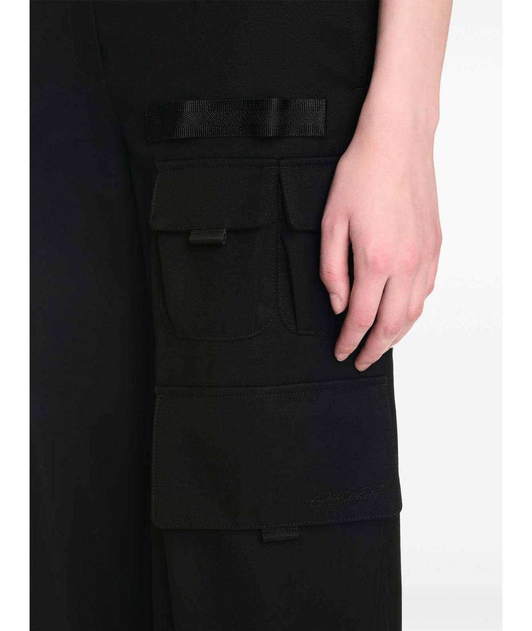 OFF-WHITE Черные шерстяные брюки широкие, фото 5