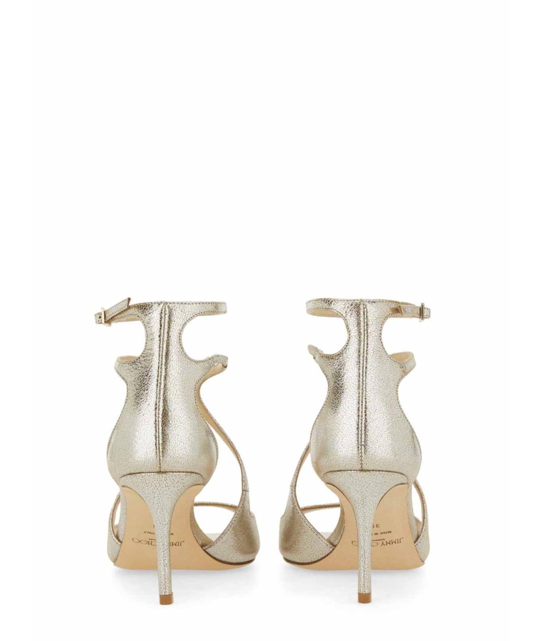 JIMMY CHOO Золотые кожаные босоножки, фото 3