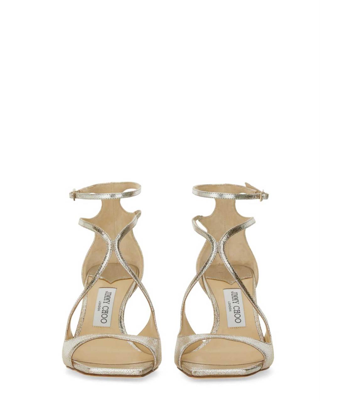 JIMMY CHOO Золотые кожаные босоножки, фото 4