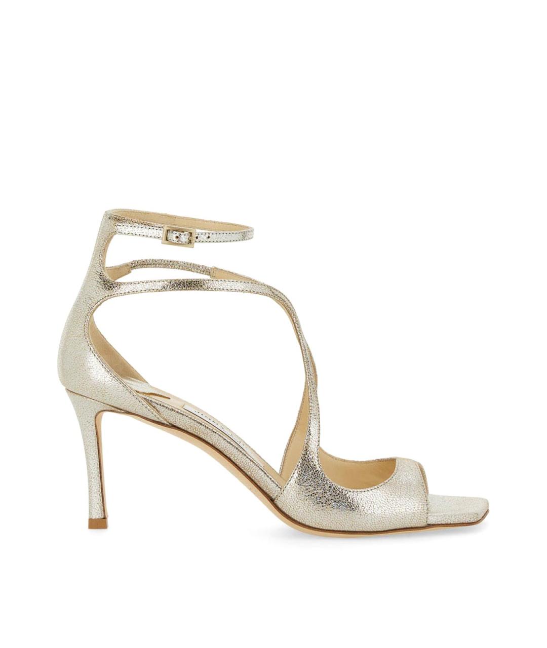 JIMMY CHOO Золотые кожаные босоножки, фото 1