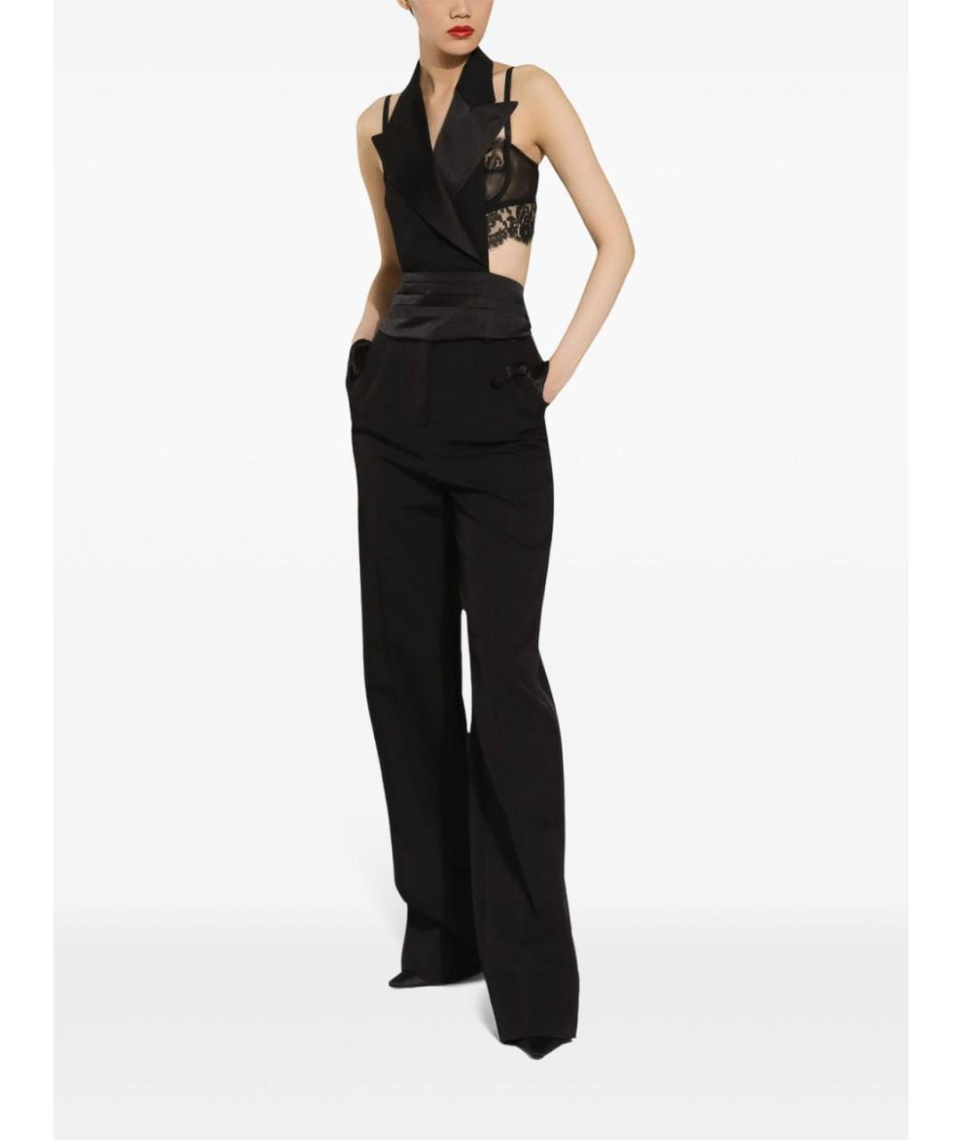 DOLCE&GABBANA Черные шерстяные прямые брюки, фото 4