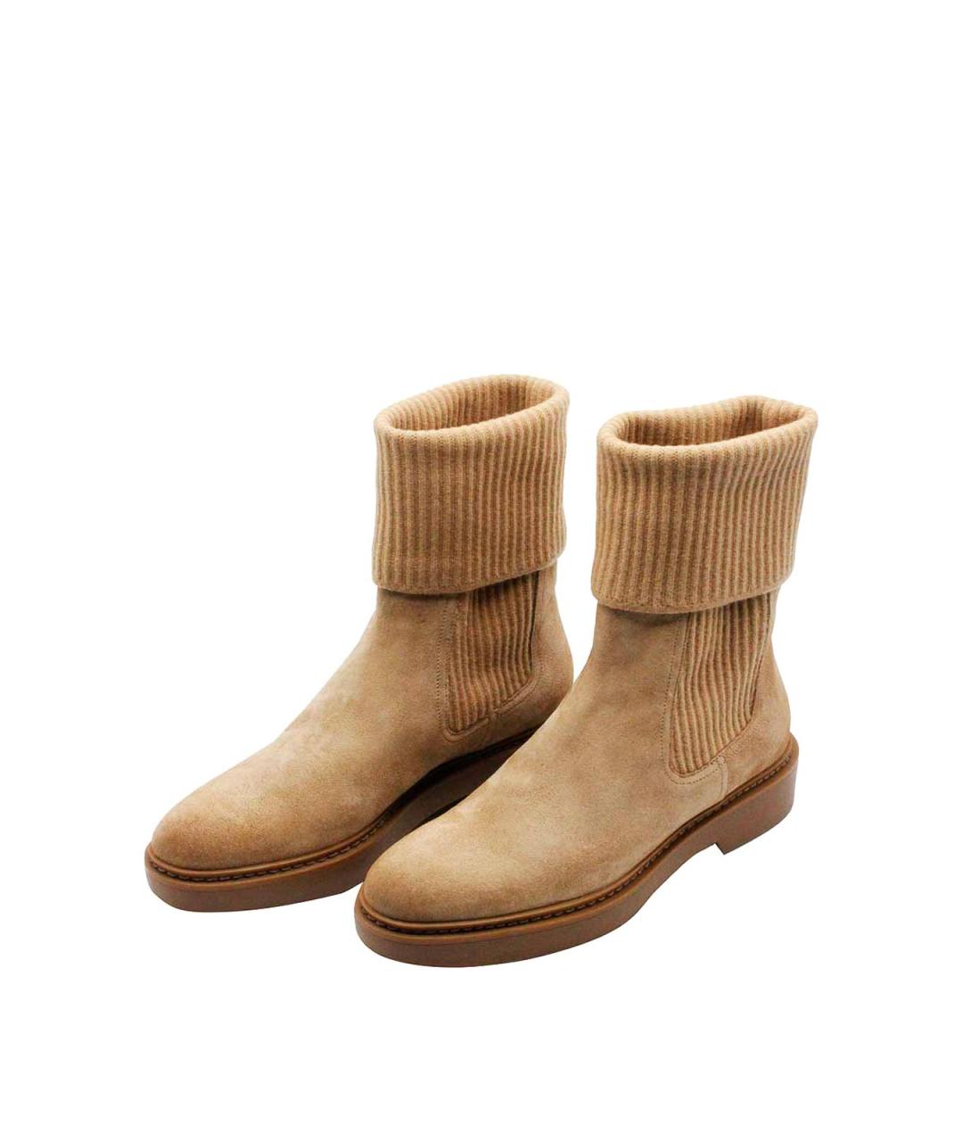 SANTONI Бежевые кожаные ботильоны, фото 1