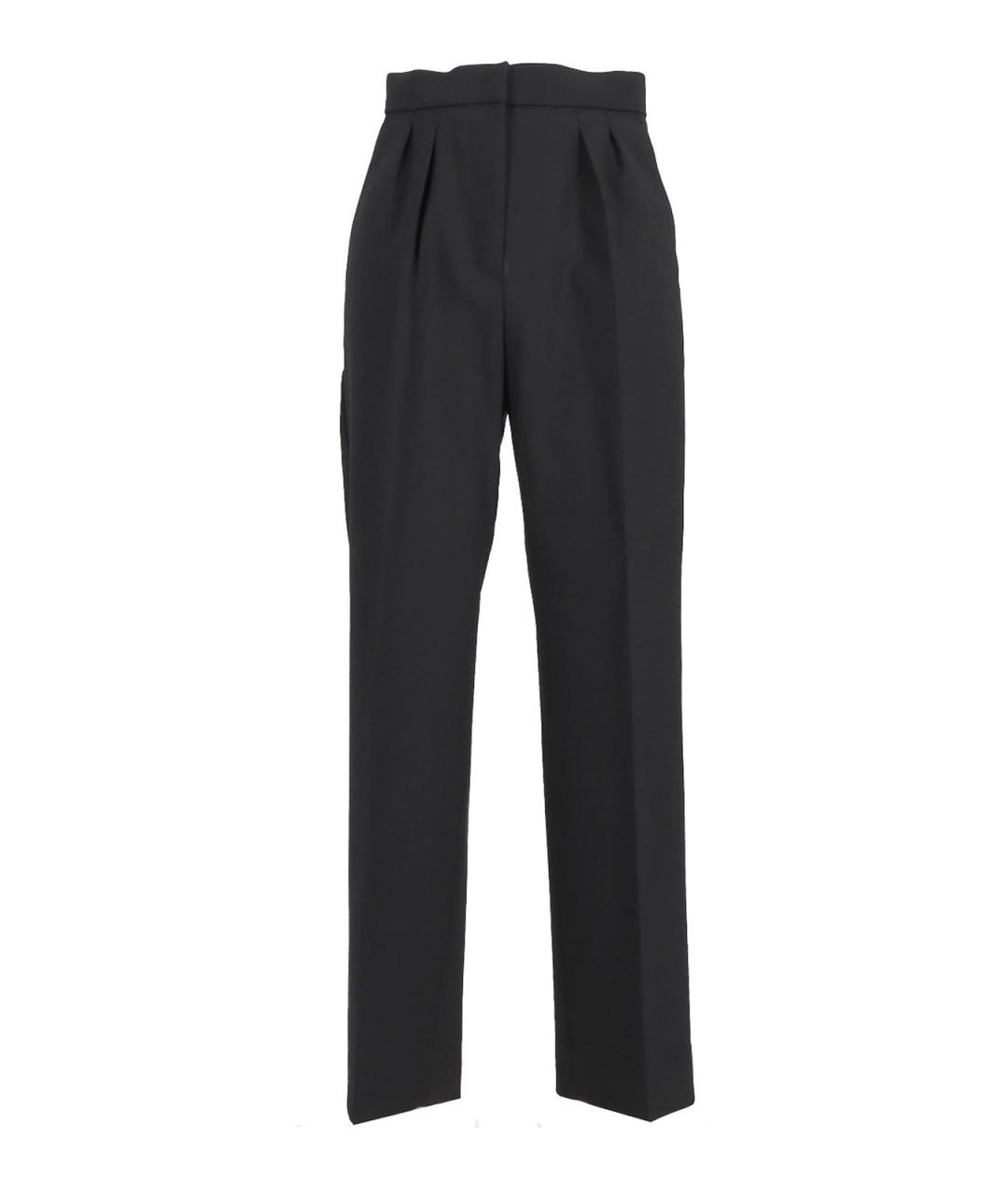 MAX MARA Черные шерстяные прямые брюки, фото 1