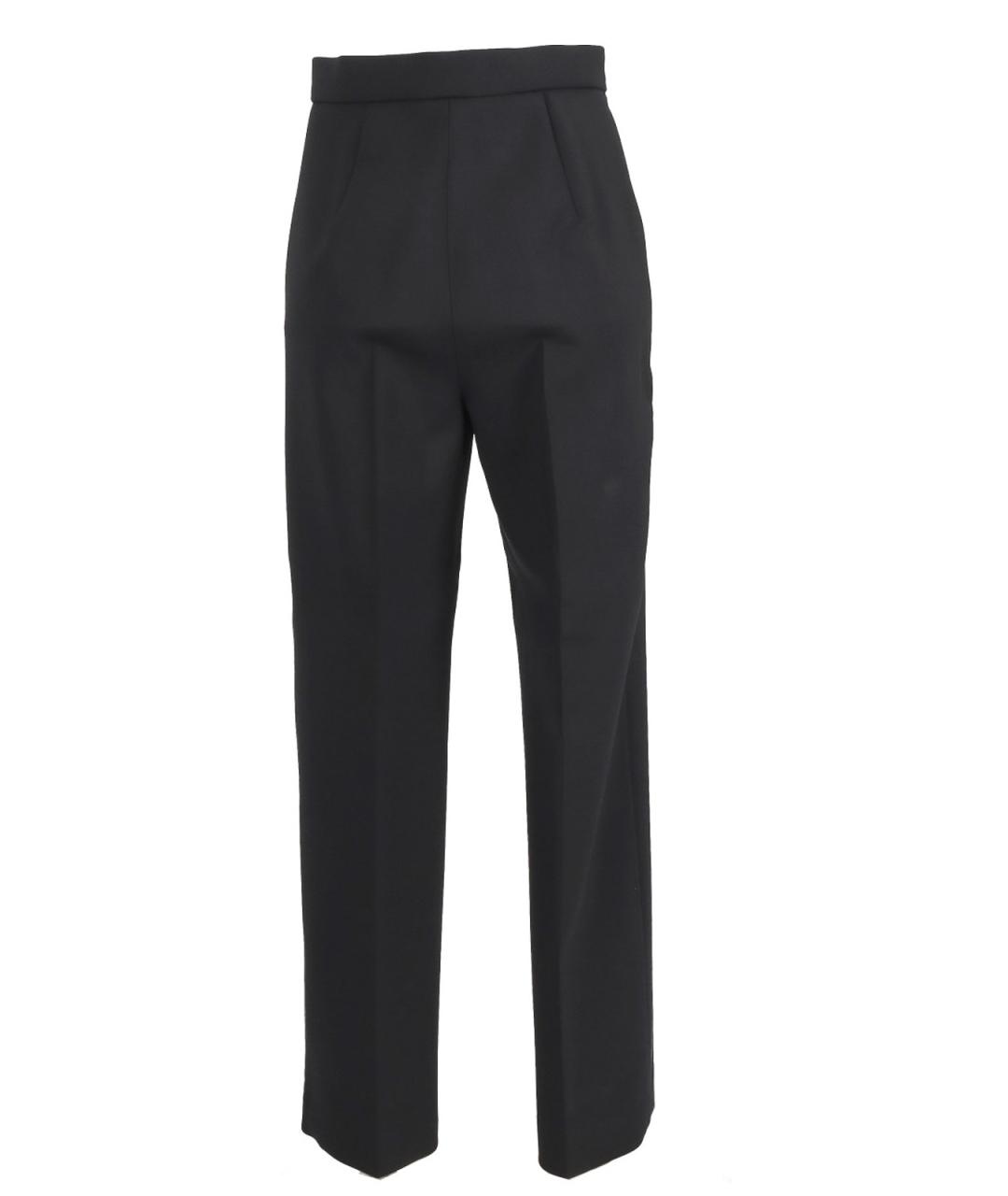 MAX MARA Черные шерстяные прямые брюки, фото 3