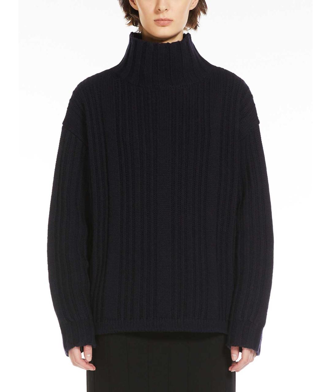 MAX MARA Темно-синий шерстяной джемпер / свитер, фото 3