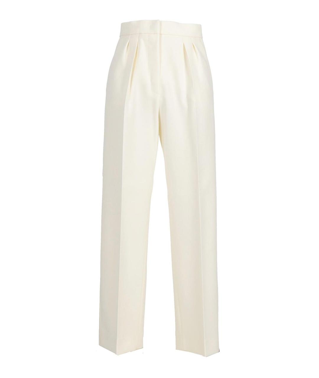 MAX MARA Белые шерстяные прямые брюки, фото 1