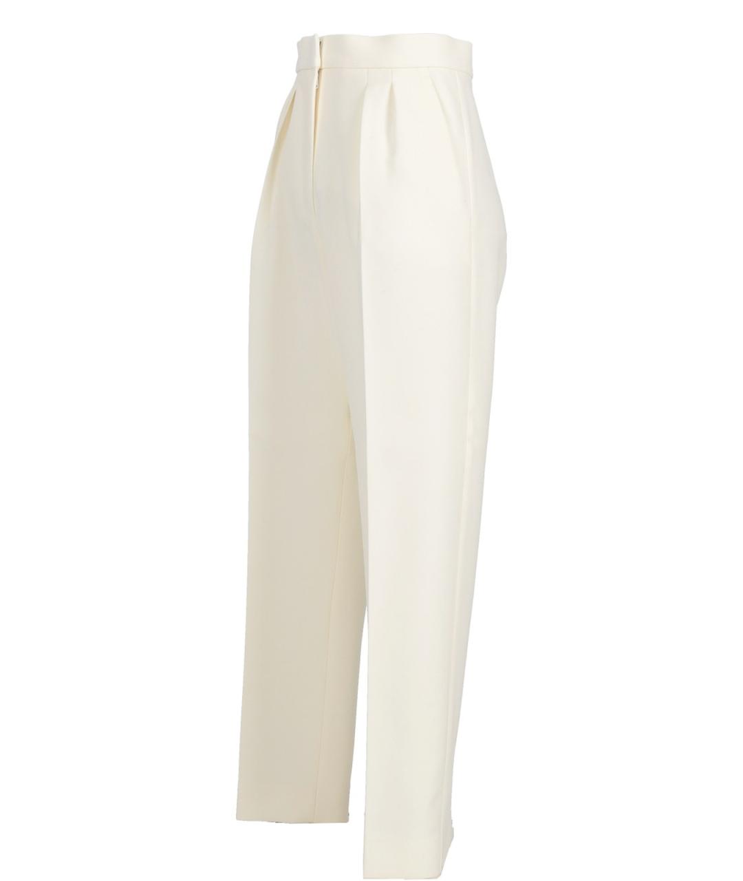 MAX MARA Белые шерстяные прямые брюки, фото 2