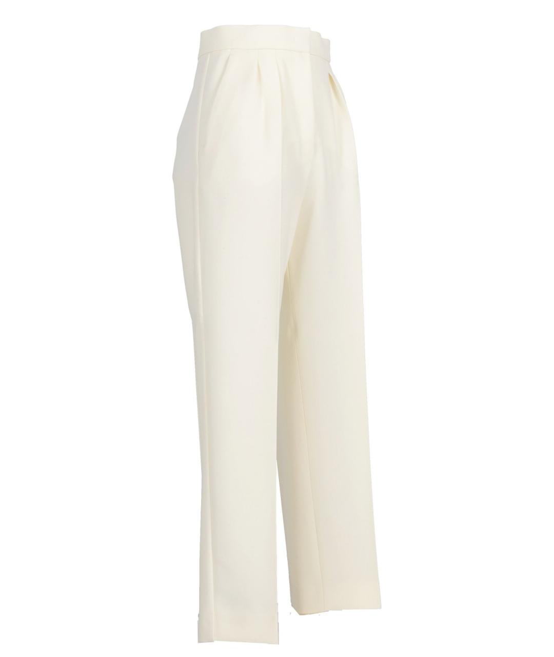 MAX MARA Белые шерстяные прямые брюки, фото 4