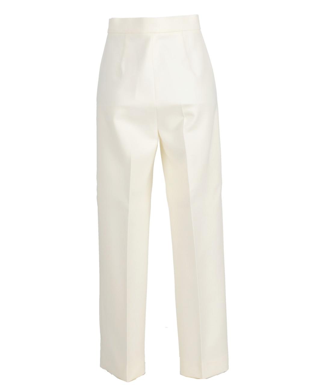 MAX MARA Белые шерстяные прямые брюки, фото 3