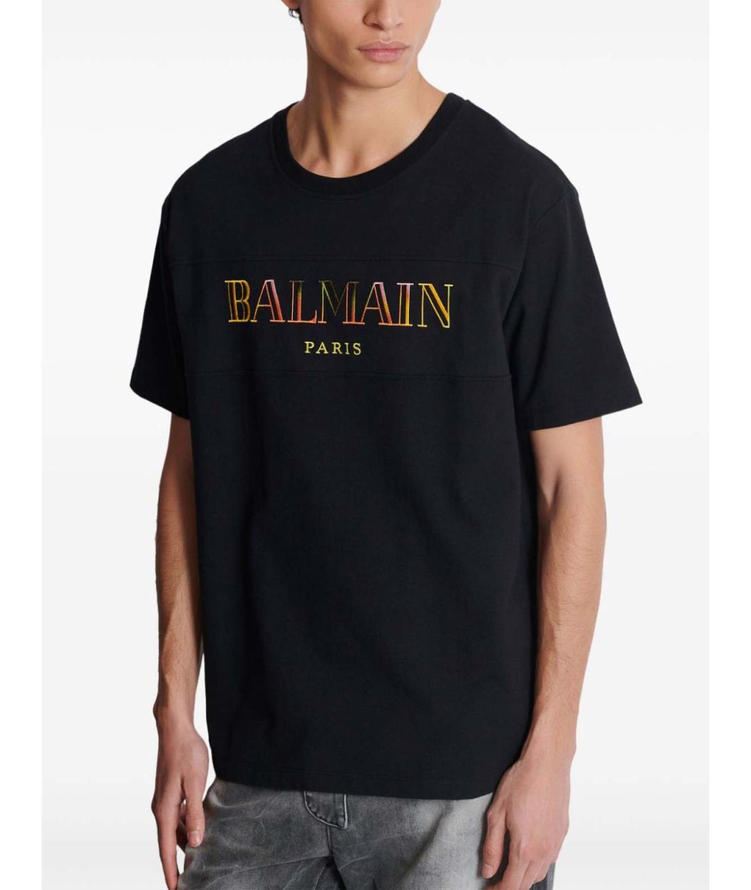 BALMAIN Черная хлопковая футболка, фото 7