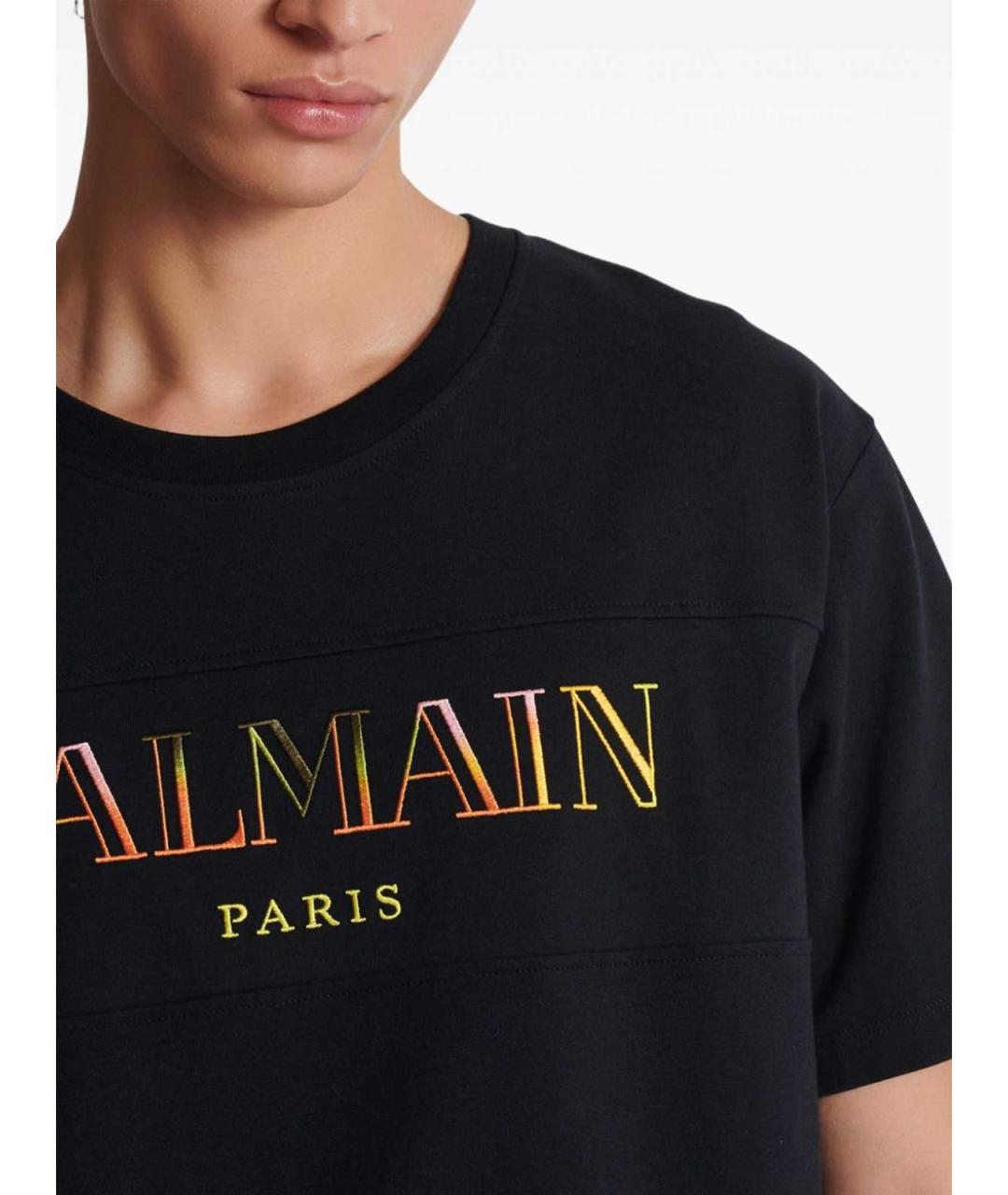 BALMAIN Черная хлопковая футболка, фото 3