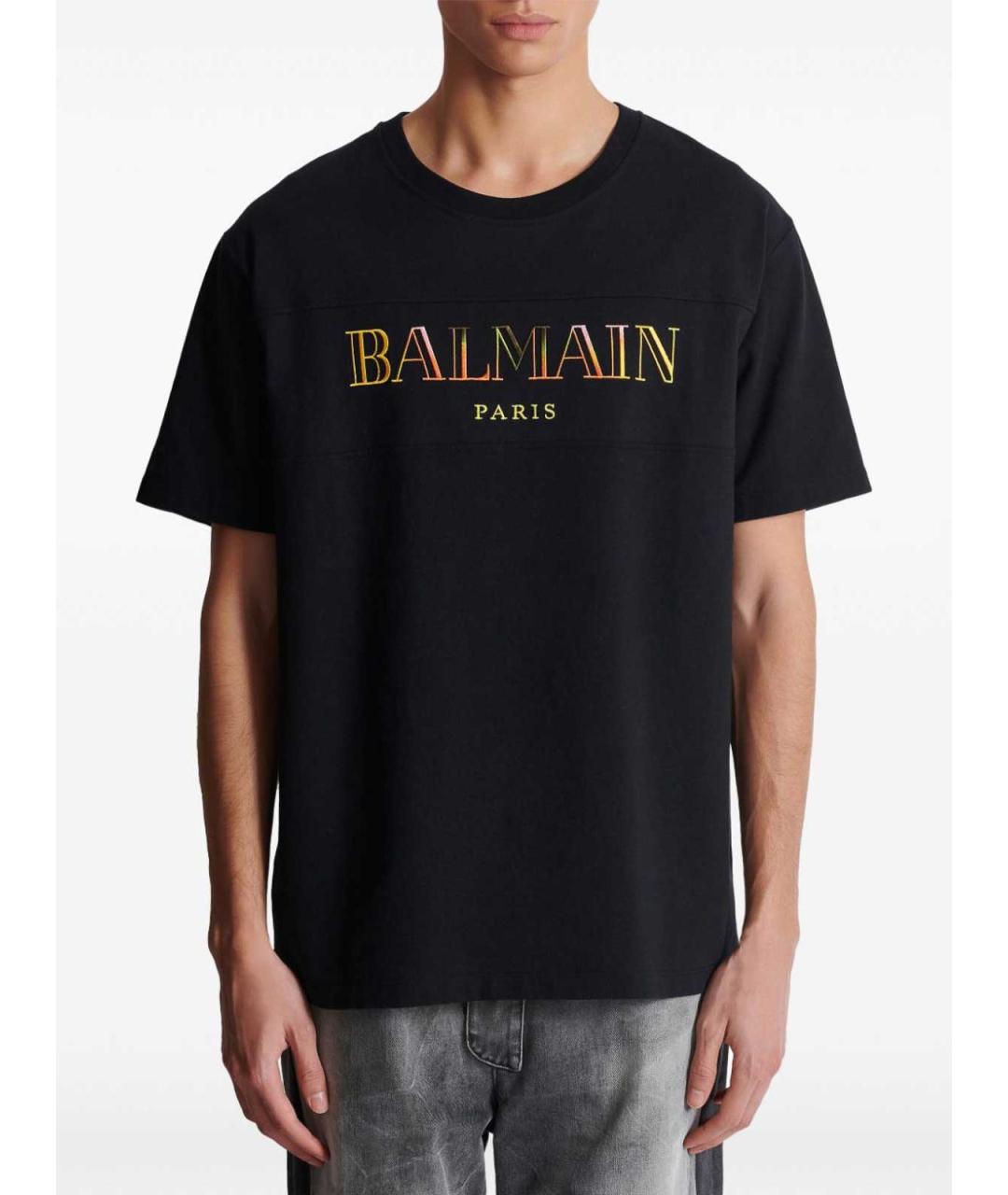BALMAIN Черная хлопковая футболка, фото 4