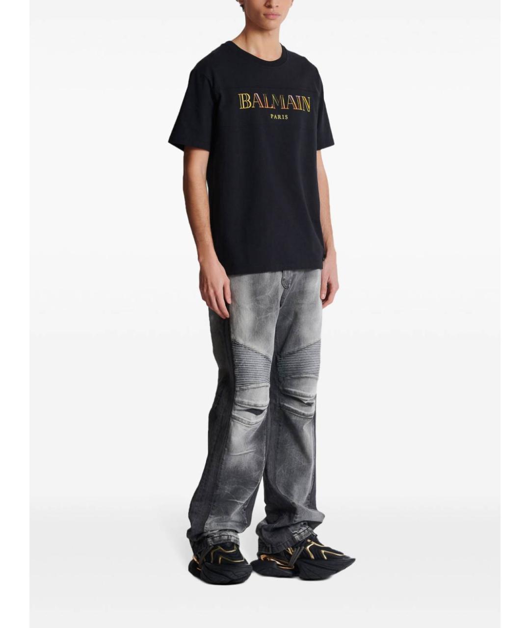 BALMAIN Черная хлопковая футболка, фото 6